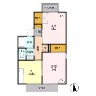 セジュール千木良 B【1階】の間取り