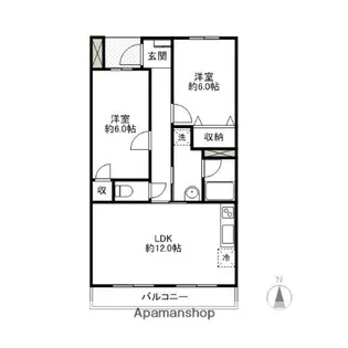 ラーレ前橋AB【A206号室】の間取り
