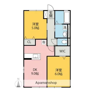 シャン・ド・フルールⅠ・Ⅱ【2階】の間取り