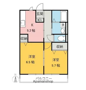群馬県前橋市北代田町【アパート】の間取り