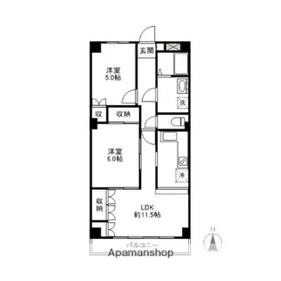 シャンボールとみざわⅠ・Ⅱ【Ⅱ312号室】の間取り