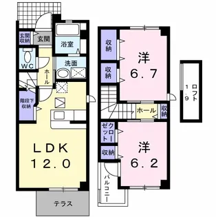 セレーノ本宿D【1階】の間取り