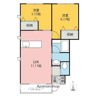 群馬県前橋市元総社町【アパート】の間取り