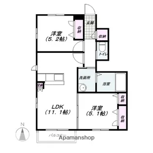 群馬県北群馬郡吉岡町大字下野田【アパート】の間取り
