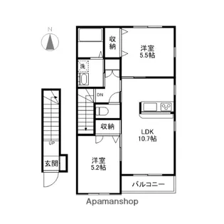 ボヌールシュシュⅠ・Ⅱ・Ⅲ【2階】の間取り