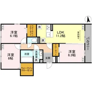 ラ・ルミエール紅雲【1階】の間取り