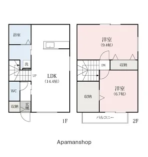 LES・AUBEPINES昭和【2階】の間取り