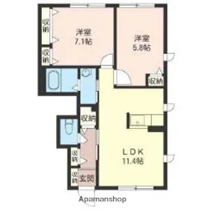 ラ・ファミリーナB【1階】の間取り