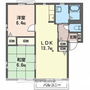 ディアコートB【2階】の間取り