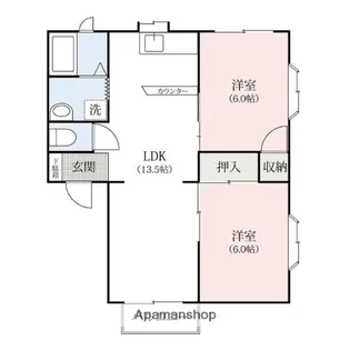 ハイツファミールB【202号室】の間取り