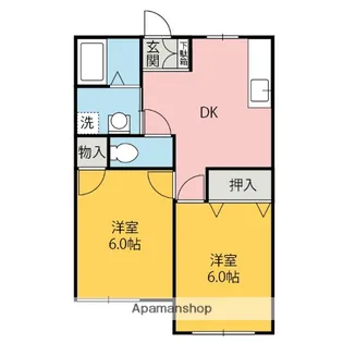ルーエ【2B号室】の間取り