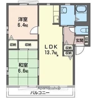 ディアコートA【102号室】の間取り