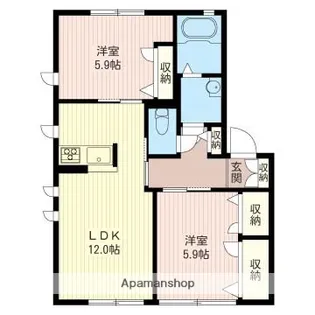 エコ・ソレイユ【102号室】の間取り