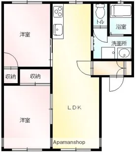 フォンティーヌオコノギ【203号室】の間取り