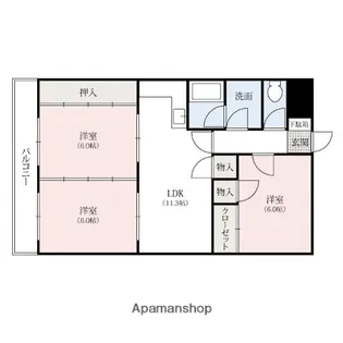 プラージュ宝町【3階】の間取り