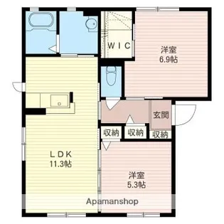 ニコ・アベニューB【1階】の間取り