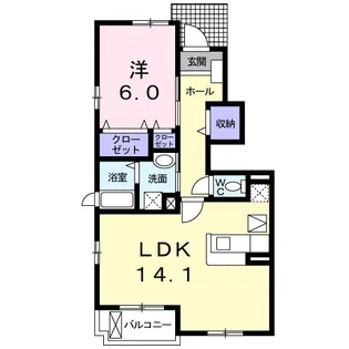 クレセント B【1階】の間取り