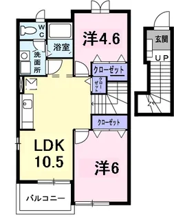 ソレーユシャンブル354A【2階】の間取り