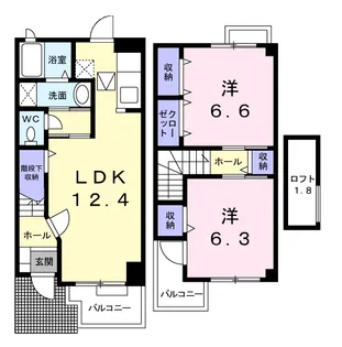 ティーハーベストB【1階】の間取り