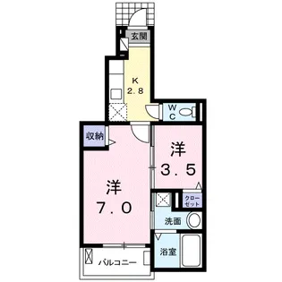 ラフォーレ足利Ⅰ【102号室】の間取り
