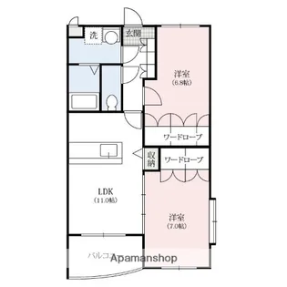 カーサ・ラフィーネ【2-D号室】の間取り