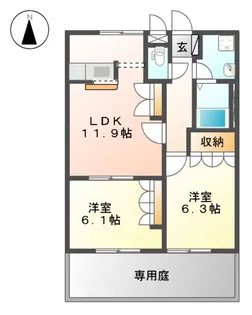 グリーンパークB棟【1階】の間取り