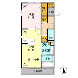 タウンコートⅡ八幡【205号室】の間取り