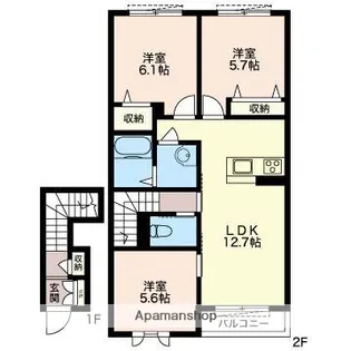 フェリシード【201号室】の間取り