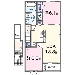 クルールB【2階】の間取り