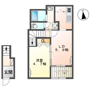 仮)館林市朝日町アパート【2階】の間取り