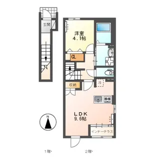 クオーレ西新町【203号室】の間取り