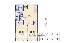 ラ・ヴェルディ龍舞【1-2号室】の間取り