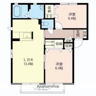 グランヴィーブルB【1階】の間取り