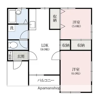 スクエアパークアパートメントⅡ【505号室】の間取り