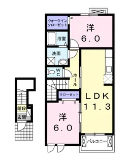 ロッソフィオーレA【2階】の間取り