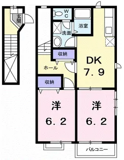 シャルマンコート広沢C【2階】の間取り
