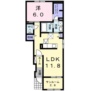 メゾン・ド・ルーチェ Ⅱ【1階】の間取り