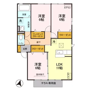 ラ・カサベルデ B【1階】の間取り