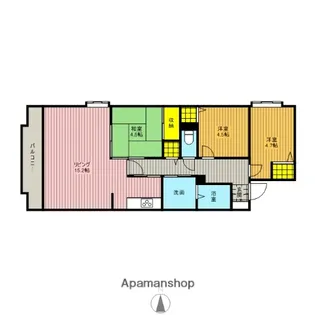 オーチャードヴィレッヂ【407号室】の間取り