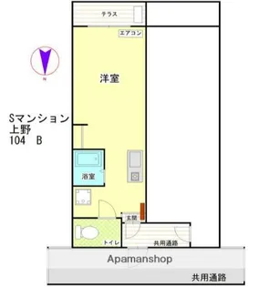 Sマンション上野【104B号室】の間取り