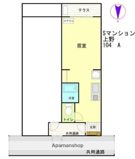 Sマンション上野【104A号室】の間取り