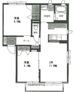 シャトル中央【202号室】の間取り