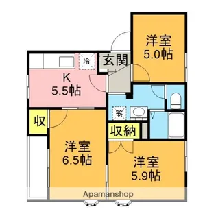 パークハイツ東町【A205号室】の間取り