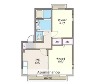 ディアス北上尾【A201号室】の間取り