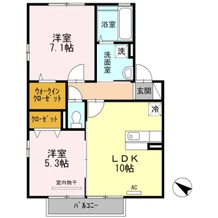 ヴューテラス D【202号室】の間取り