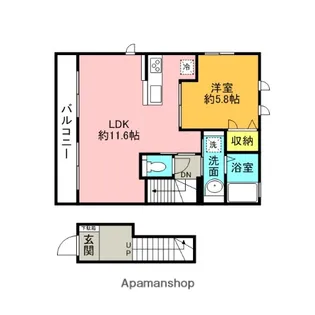 ローズ・ガーデン【201号室】の間取り