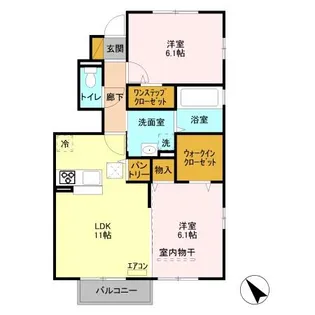 グリーンコート 六番館【1階】の間取り