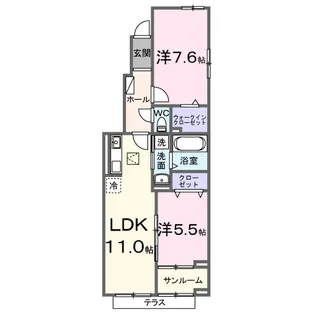サニー ウエスト【1階】の間取り