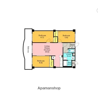 花水月【303号室】の間取り