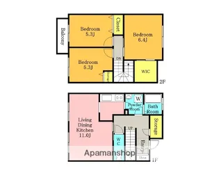 埼玉県さいたま市浦和区領家3丁目【テラスハウス】の間取り